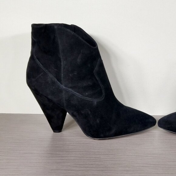 Vince Camuto Side Zip Bootie, Black Suede, Womens Size 7.5 M / 38 - Picture 7 of 12